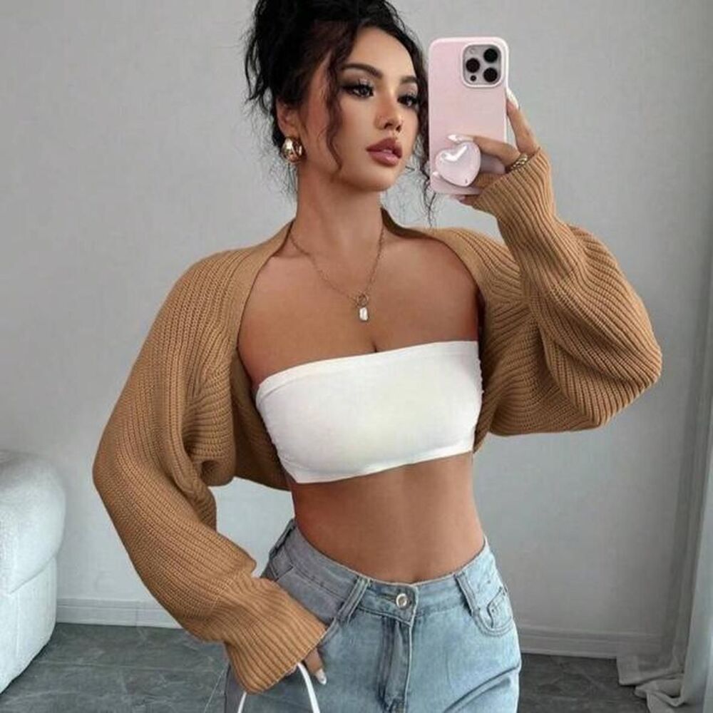 Edikted Women's Tan and White Cardigan